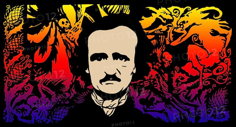 Portrait of Edgar Allan Poe by Félix Vallotton, 1894, The Masqueraders, illustration from Poe's Tales of Mystery & Imagination by Arthur Rackham, digitally edited