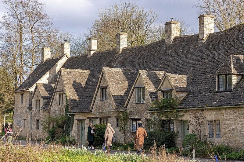 Houses, Arlington Row, Cotswold Stone, Bibury, The Cotswolds, England, Great Britain