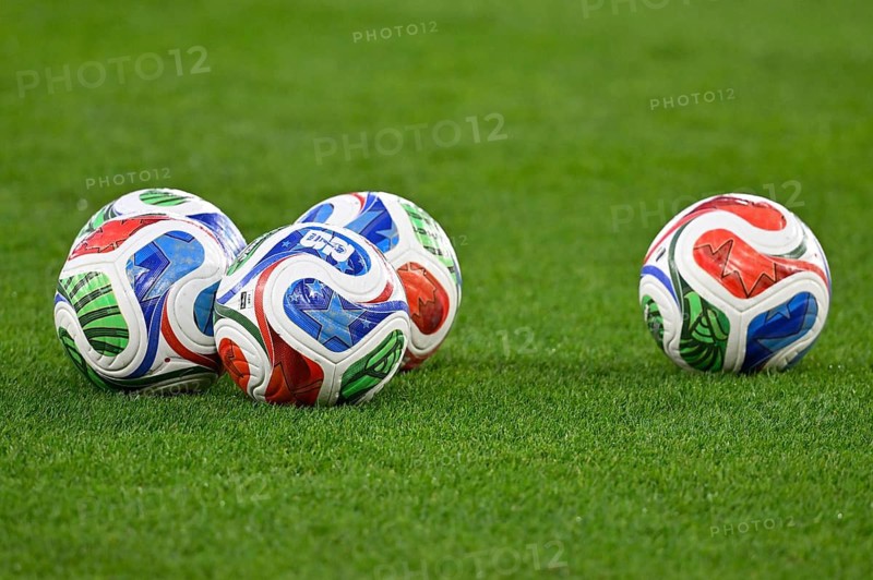 Adidas FIFA World Cup TRIONDA PRO match ball, balls are on grass soccer DFB international match Germany GER vs Ghana GHA friendly match test match MHPArena, MHP Arena Stuttgart, Baden-Württemberg, Germany