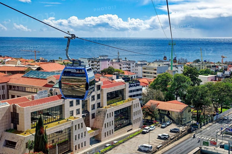 Cable car from the city centre to Monte, Teleférico Funchal, Funchal, Madeira, Portugal