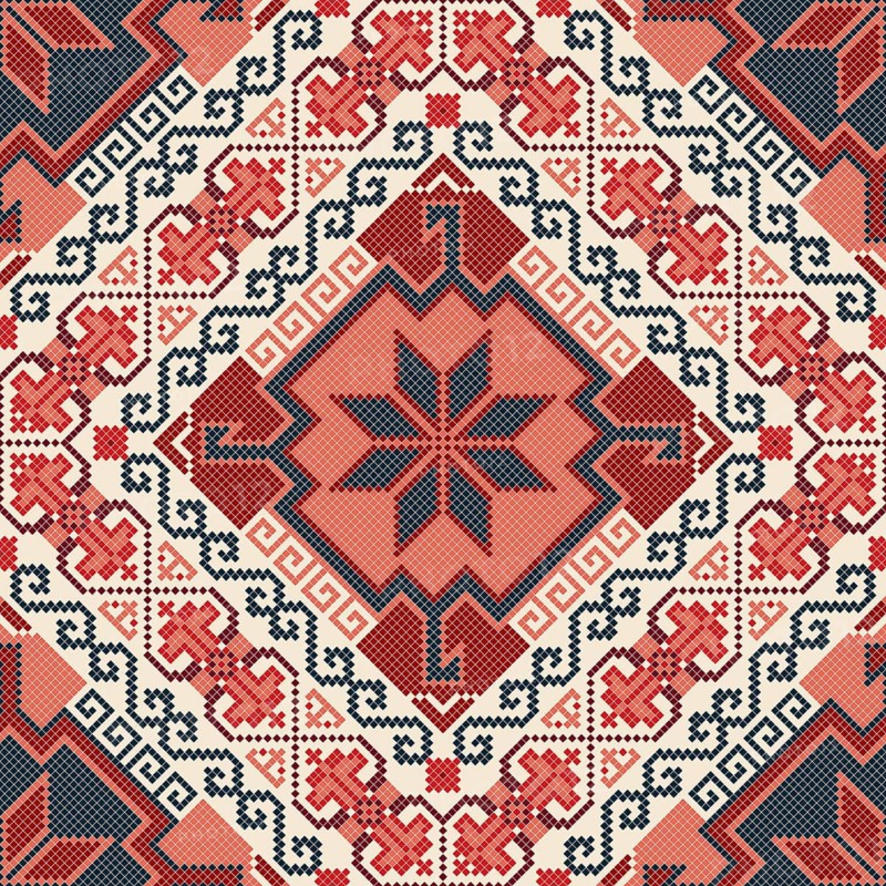 Traditional Georgian folk art embroidery vector pattern