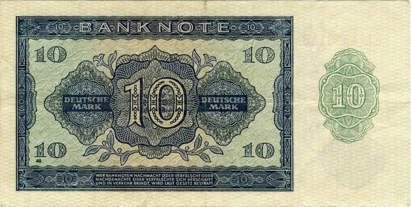 Banknote, Banknote, 10 Deutsche Mark, 1948, Germany, Reproduction of a historical banknote