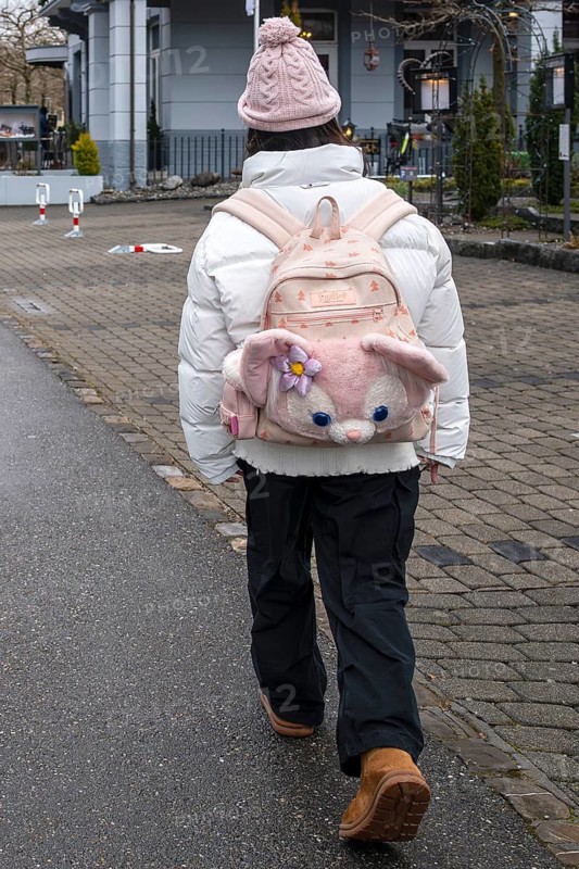 Schoolchild with backpack, Interlaken, Switzerland