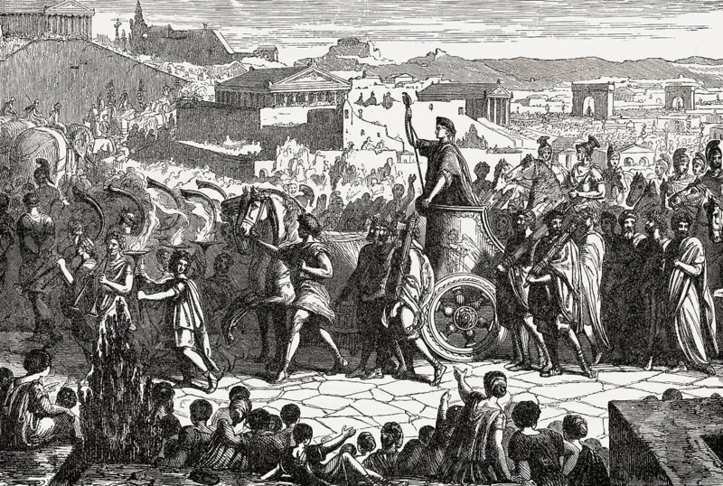 The triumphal parade of Publius Cornelius Scipio Africanus, 236–183 BC, Roman general