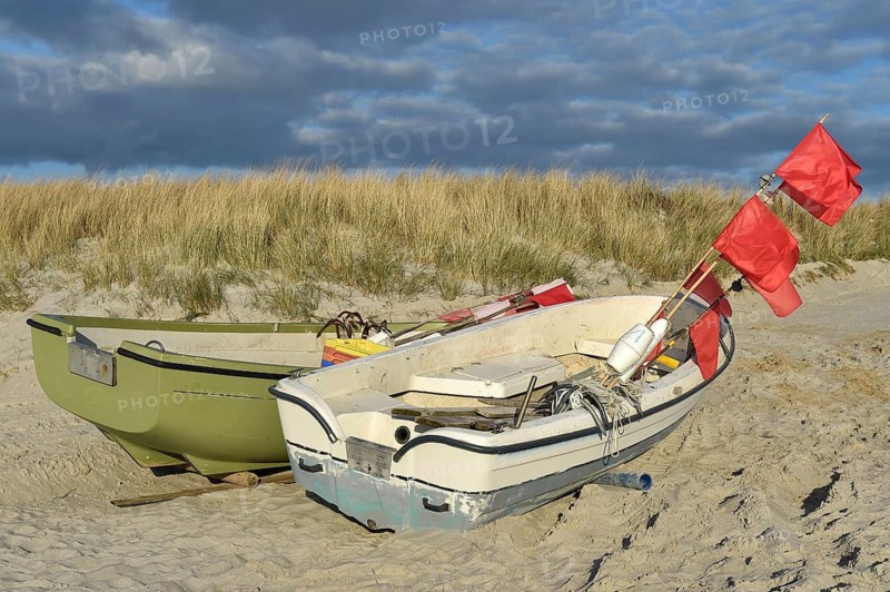 Fishing boat in the dunes of the Darß peninsula, Mecklenburg-Western Pomerania, Germany