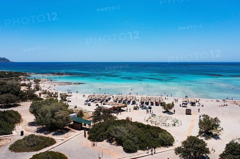 Drone shot, Elafonissi beach, south-west Crete, Crete, Greece