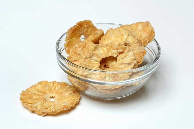 Dried pineapple slices in peel, dried fruit