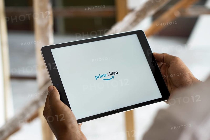 Amazon prime video logo is displayed on iPad.