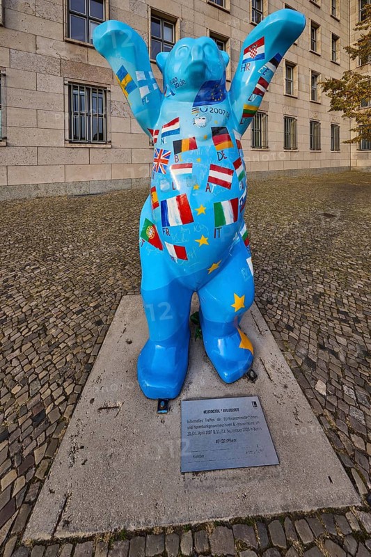 ECOFIN Buddy Bear by Andrej Wolff, Federal Ministry of Finance, Niederkirchnerstraße, Berlin, capital city, independent city, federal state of Berlin, Germany