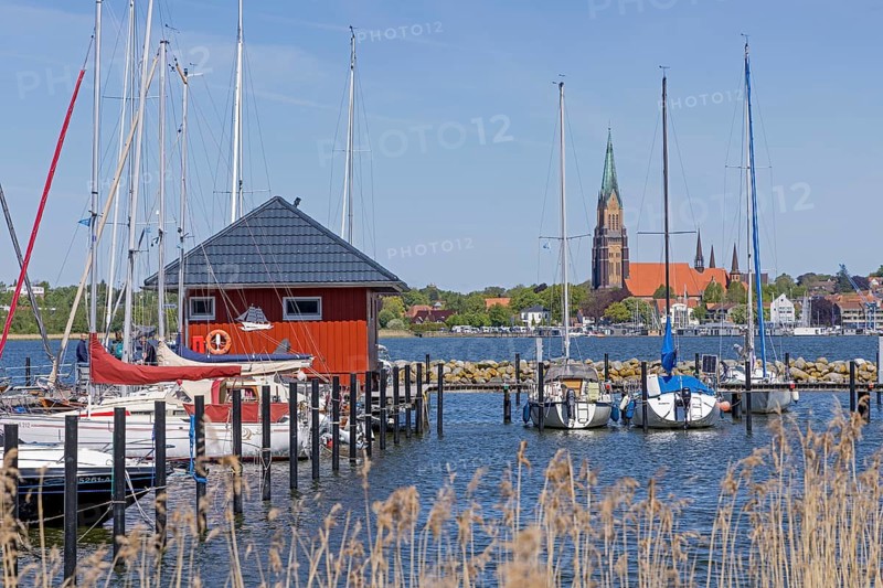 Marina, Haddeby, church, St. Peter's Cathedral, Schleswig, Schlei, Schleswig-Holstein, Germany
