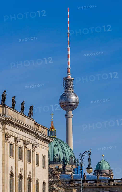 Unter den Linden, view of the Deutsches Museum and the Fernsheturm, Berlin, Germany
