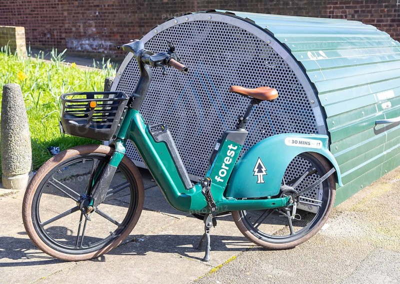 Forest, formerly HumanForest, dockless e-bike and residential Bikehangar, Rowland Grove, Sydenham, London, SE26, England, UK