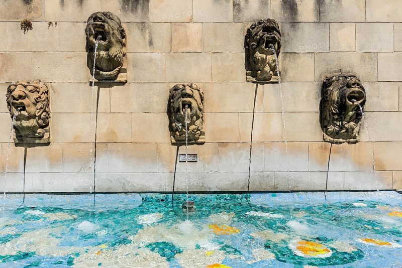 Fountain in front of Notre-Dame de Luxembourg Cathedral, Luxembourg City, Luxembourg, Luxembourg