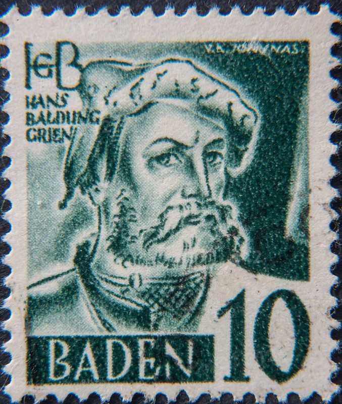 Hans Baldung Grien, 1484, 1545, a German painter and printmaker during the Renaissance. Portrait on German stamp