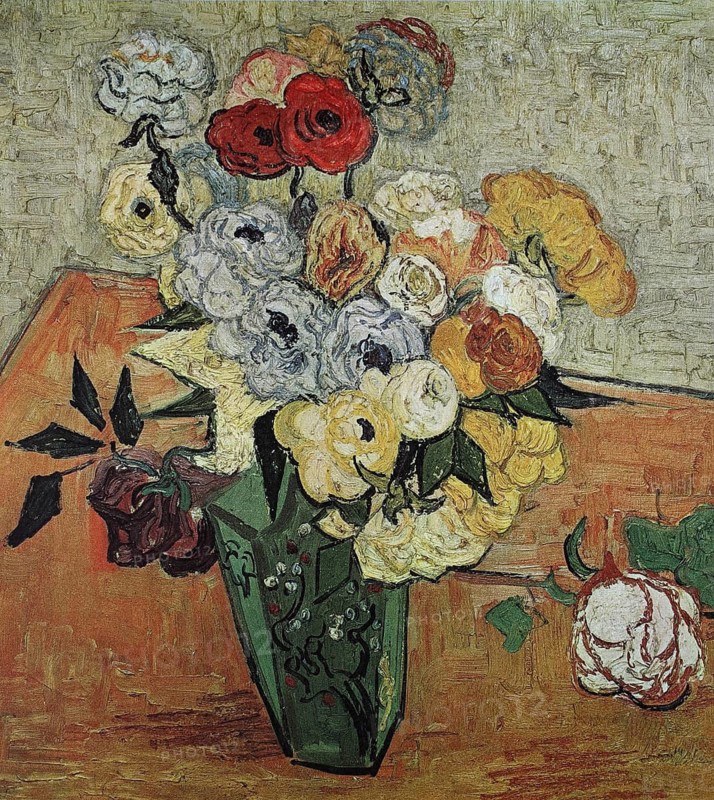 Roses and Anemones, painting by Vincent Willem van Gogh. Dutch painter and draughtsman, digital reproduction of an original 19th century painting, historical