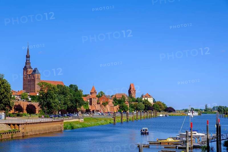 Tangermünde, via the Elbe harbour, on the Elbe, Altmark, Saxony-Anhalt, Germany