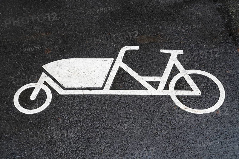 Pictogram, cargo bike, bicycle for transporting goods or people, Erlangen, Middle Franconia, Bavaria, Germany