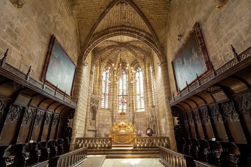 Villefranche de Rouergue. City of Art and History. The Chartreuse Saint Sauveur. The stalls and the chancel of the church. Aveyron. Occitanie. France