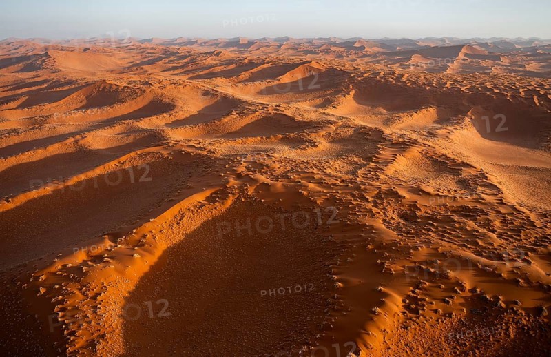Aerial view, evening mood, red sand dunes of the Namib Desert, Namib Naukluft Park, Namibia