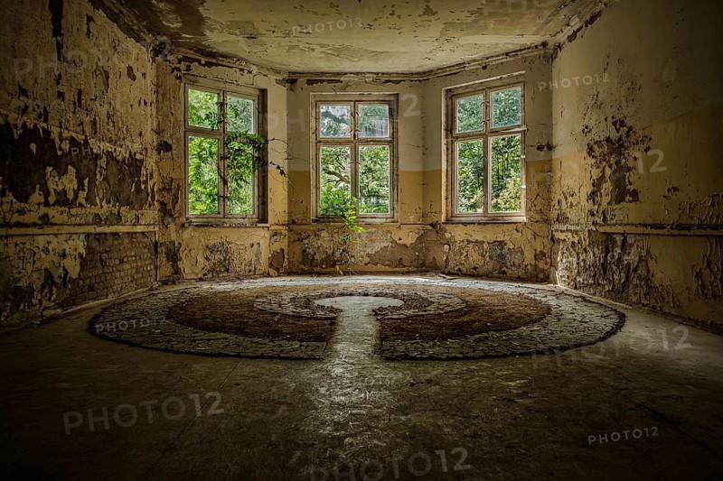 Morbid charm in the so-called district room, former lung sanatorium and lost place health resort Grabowsee, Oranienburg, Brandenburg, Germany