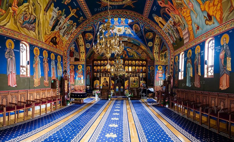 Interior of the church of the nunnery Manastirea Sf. Treime, Moiseni, Maramure?, Romania