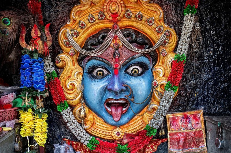 Altar dedicated to Dakshina Kali, local form of the hindu goddess Kali (Odisha, India)