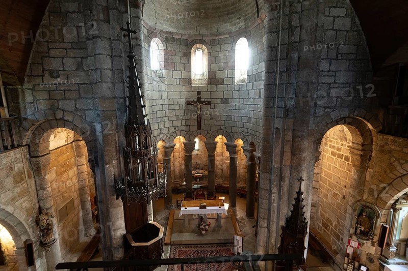 Saint Urcize, Regional Natural Park Aubrac, Saint Pierre and Saint Michel church of Saint Urcize, nave and choir, Auvergne Rhone Alpes, France