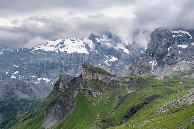 Cloudy mountain landscape, Rote Härd, Bernese Alps, Bernese Oberland, Switzerland