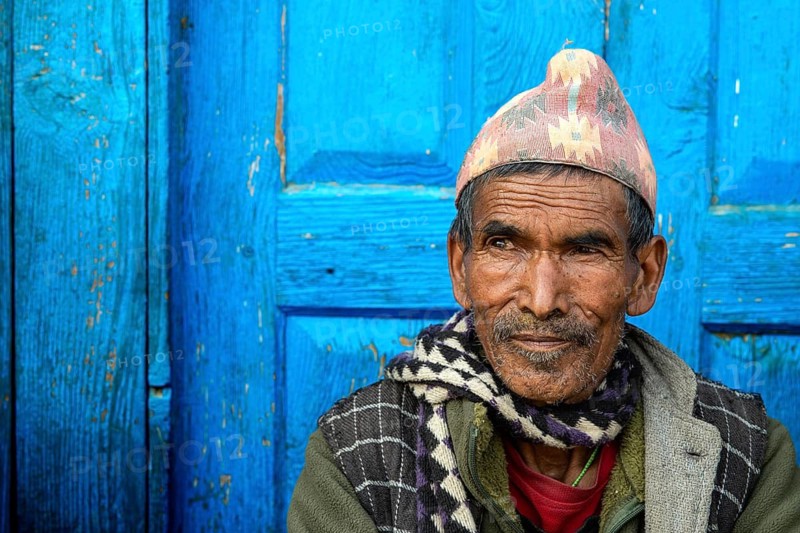 Portrait, elderly Nepalese, Hindu ethnic group, Simikot, Humla, Himalayas, western Nepal, Nepal