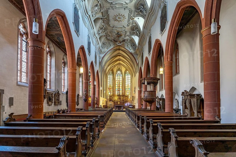 Interior of St. Sebastian City Church in the old town of Limburg an der Lahn, Hesse, Germany