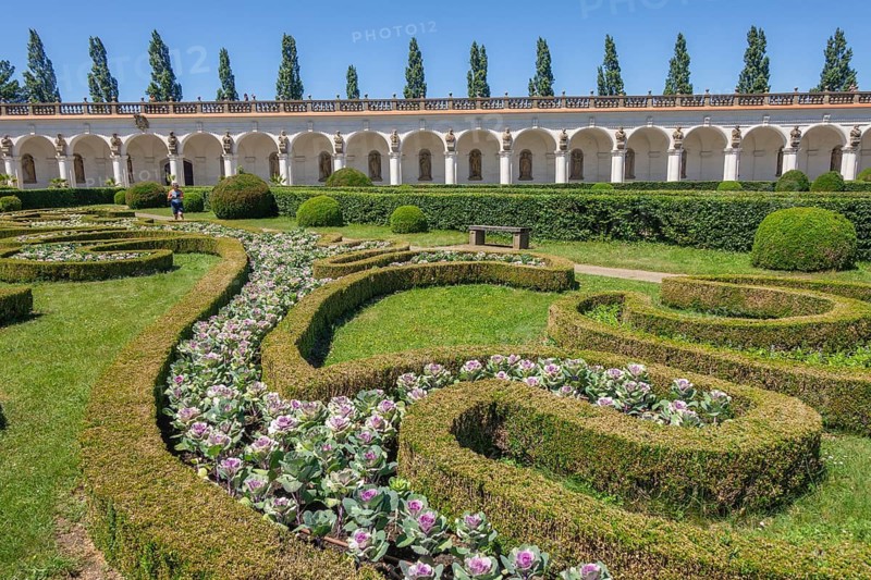 Flower garden behind the colonade, Kromeríž, Zlínský kraj, Czech Republic