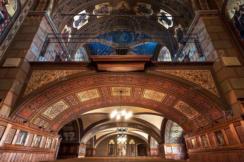Gallery and vault of the monastery church in the Cistercian Abbey Klosterstift St. Marienthal an der Neisse, gergr.1234, oldest woman's monastery of the order in Germany, Upper Lusatia, Saxony, Germany