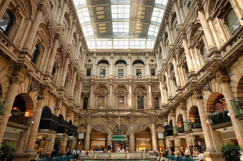Interior view, exclusive shopping center The Royal Exchange, former stock exchange, financial district, City of London, London, England, Great Britain, Great Britain