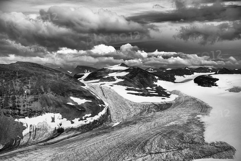 The Oarjep Ruohtesjiegna glacier, Sarek National Park, Laponia World Heritage Site, Norrbotten, Lapland, Sweden, August 2021