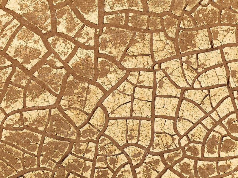 Cracked earth. Aerial view. Drone shot. Namib Desert, Skeleton Coast, Namibia