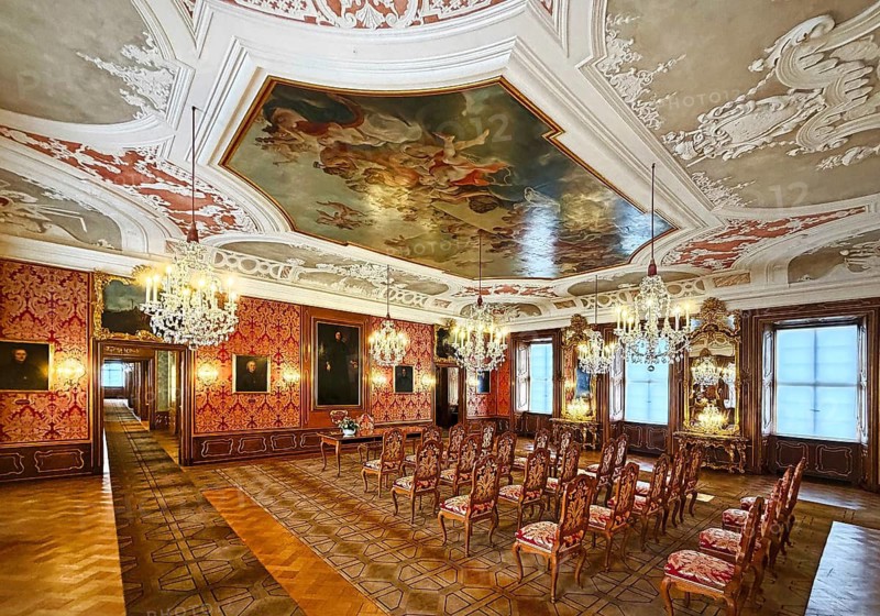 Dalberg Hall, historic rooms in the city palace, today town hall, also used as a wedding room, Baroque quarter, Fulda, East Hesse, Hesse, Germany