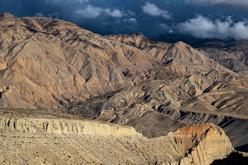 Mountain landscape, erosion landscape near Lo Manthang, Mustang, Upper Mustang, Himalayas, Nepal