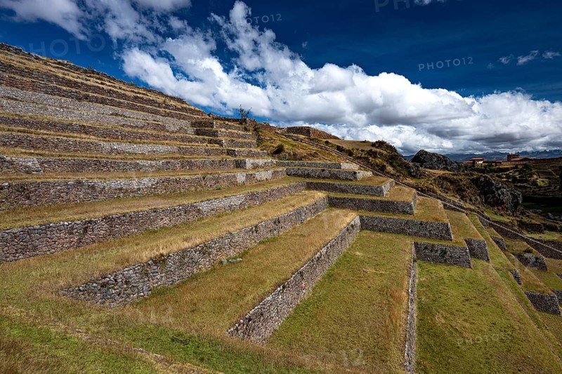 Agricultural terraces of the Cinchero archaeological site, Inca architecture, Quechua, indigenous population, Urubamba Valley, Cusco region, Andes, South America