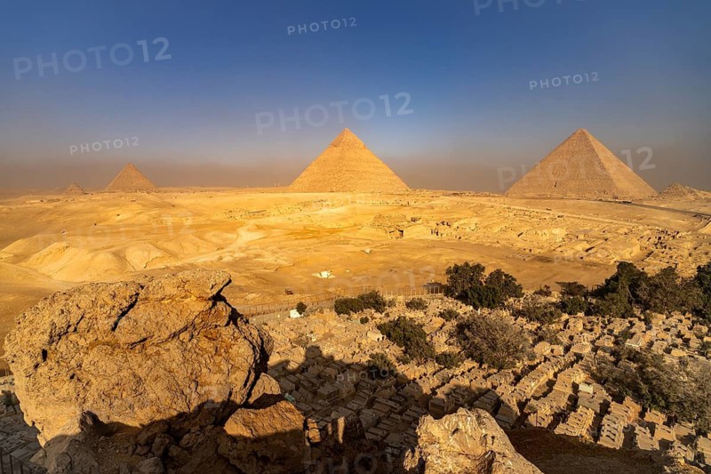 Cemetery in the desert near the pyramids of Giza, Egypt