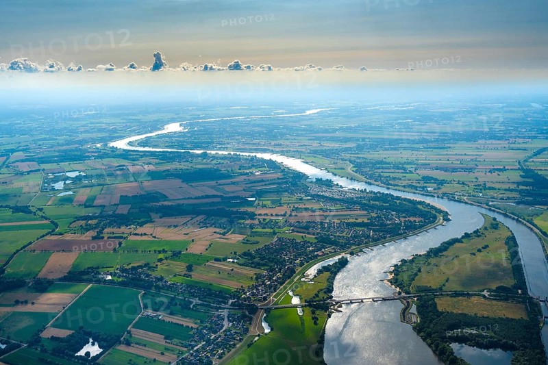 Elbe, river, river course, water, landscape, sea wind, weather, Schleswig-Holstein, bridge, Lower Saxony aerial view, Hamburg