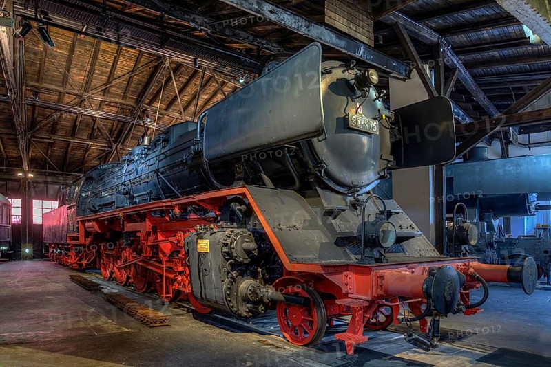 DRB 50 975 steam locomotive, built in 1941 in the Ringlokschuppen, German Steam Locomotive Museum, Neuenmarkt, Upper Franconia, Bavaria, Germany