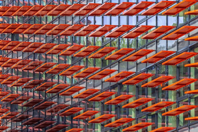 Facade of a modern building, Europviertel, Strasbourg, Alsace, France