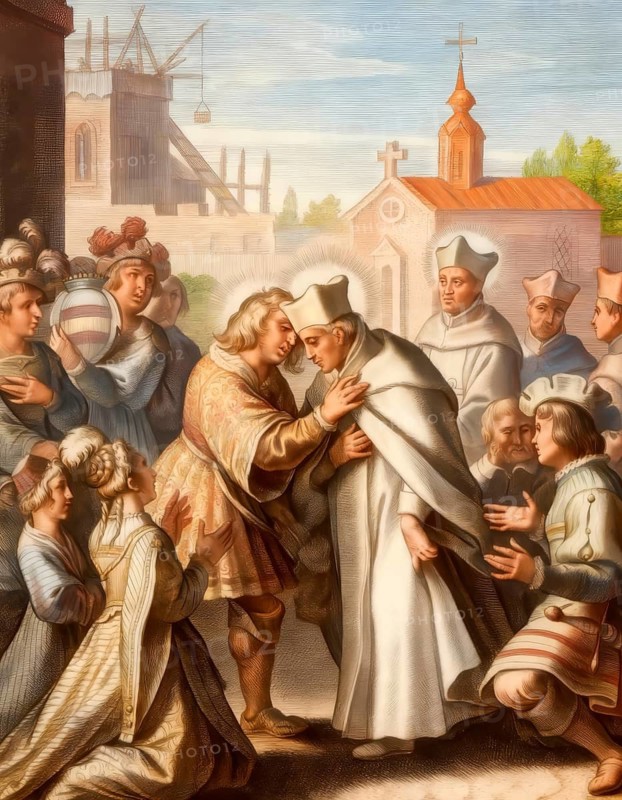 Gottfried von Cappenberg, Godefridus van Cappenberg, Godfrey of Cappenberg, 1096/97 - 1127, a Westphalian count from the House of Cappenberger, meets Saint Norbert of Xanten and donates all his possessions to the order of the Premonstratensians