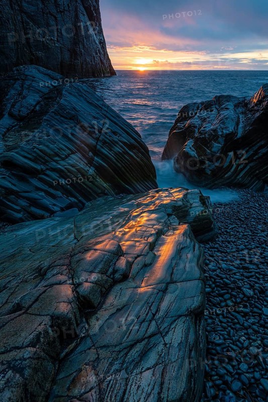 Evening in a rocky bay, Söröya, Norwegian European Sea, Finnmark, Norway, September 2018