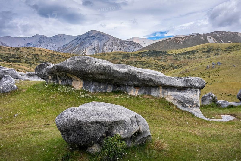 Limestone cliffs on Castle Hill (Kura Tawhiti) . Castle Hill, Canterbury South Island, New Zealand