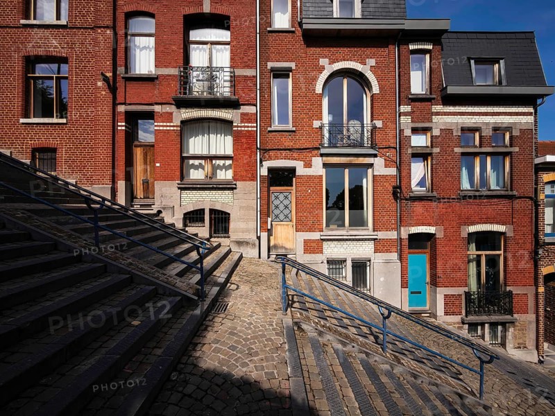 The Montagne de Büren, Büren Treppe, landmark in the old town of Liège, Belgium, digitally reworked
