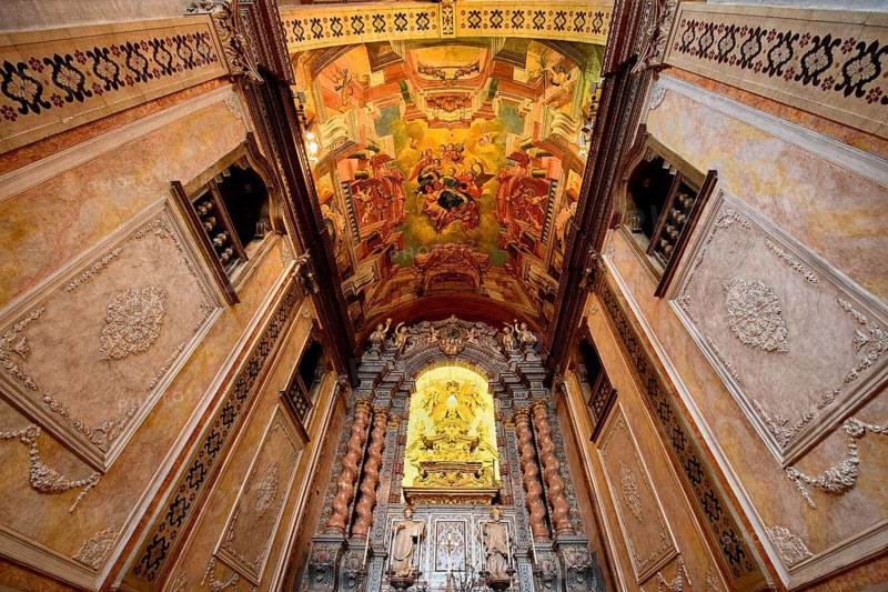 Cathedral of Our Lady of the Immaculate Conception, Choir and adorned ceiling, Santarem, Ribatejo, Portugal