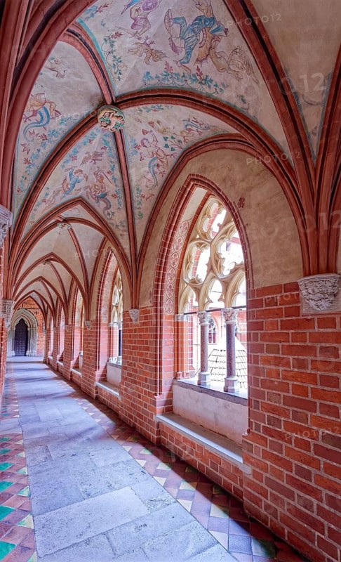Interior view of Malbork Castle. The Malborku Castle, Zamek w Malborku, is a neo-Gothic lowland castle built by the Teutonic Order, and is a UNESCO World Heritage Site. Malbork, Pomerania, Poland