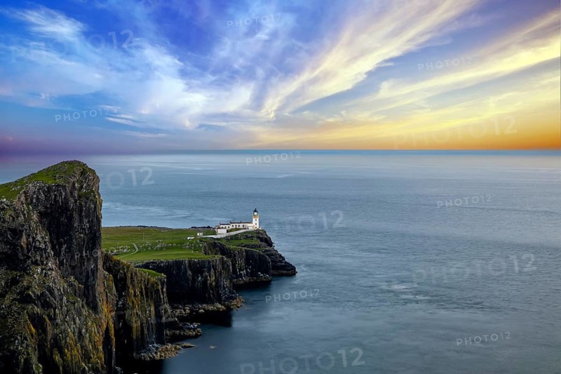 Lighthouse, Isle of Skye, Neist Point Lighthouse, Atlantic, Scotland, sunset, photo montage