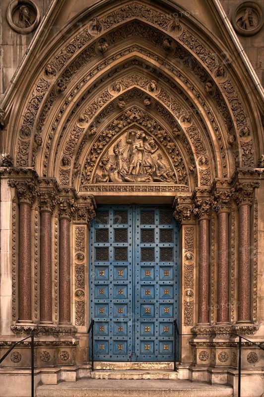 Entrance, portal of the parish church of St Michael Cornhill, closed, City of London, London, England, Great Britain, Great Britain